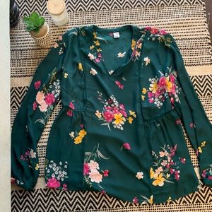 Old Navy - Army green floral blouse